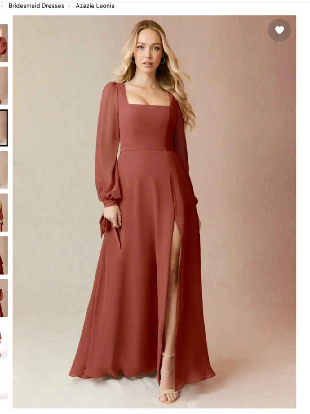 Azazie Leonia Chiffon Bridesmaid Dress in Auburn Size 4